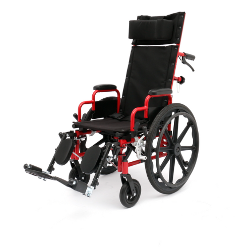 Ziggo Pro 14" Lightweight Pediatric Reclining Wheelchair, Red