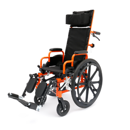 Ziggo Pro 12" Lightweight Pediatric Reclining Wheelchair, Orange