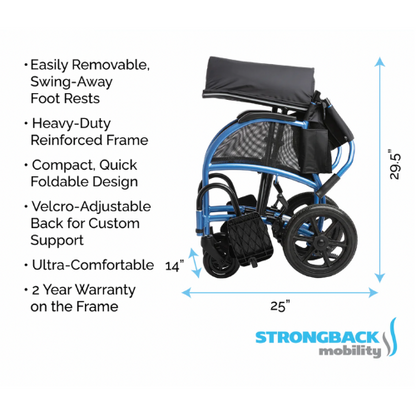 STRONGBACK Excursion : 12 Transport Wheelchair