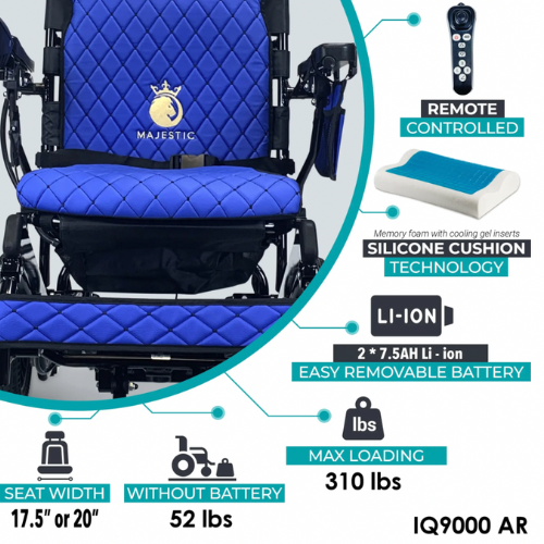 ComfyGo MAJESTIC IQ-9000 Auto Recline Remote Controlled Electric Wheelchair