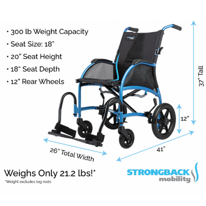 STRONGBACK Excursion : 12 Transport Wheelchair