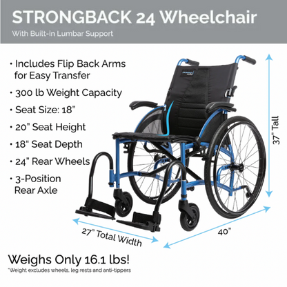 STRONGBACK Comfort : 24 Flip Wheelchair