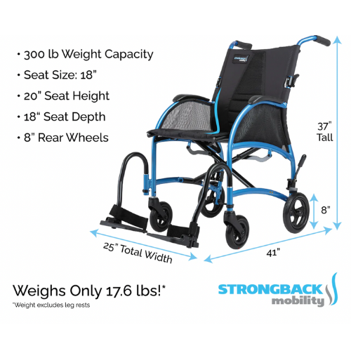 STRONGBACK Excursion : 8 Transport Wheelchair