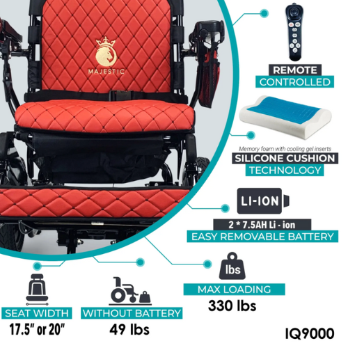 ComfyGo MAJESTIC IQ-9000 Remote Controlled Lightweight Electric Wheelchair